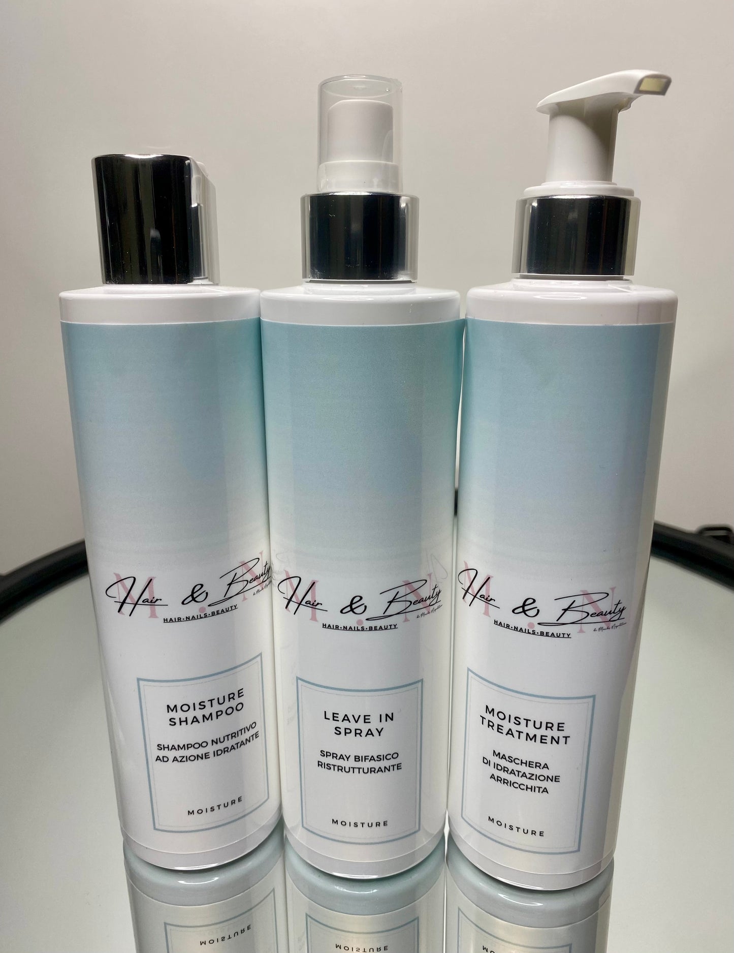 MOISTURE SHAMPOO, TREATMENT & LEAVE IN SPRAY